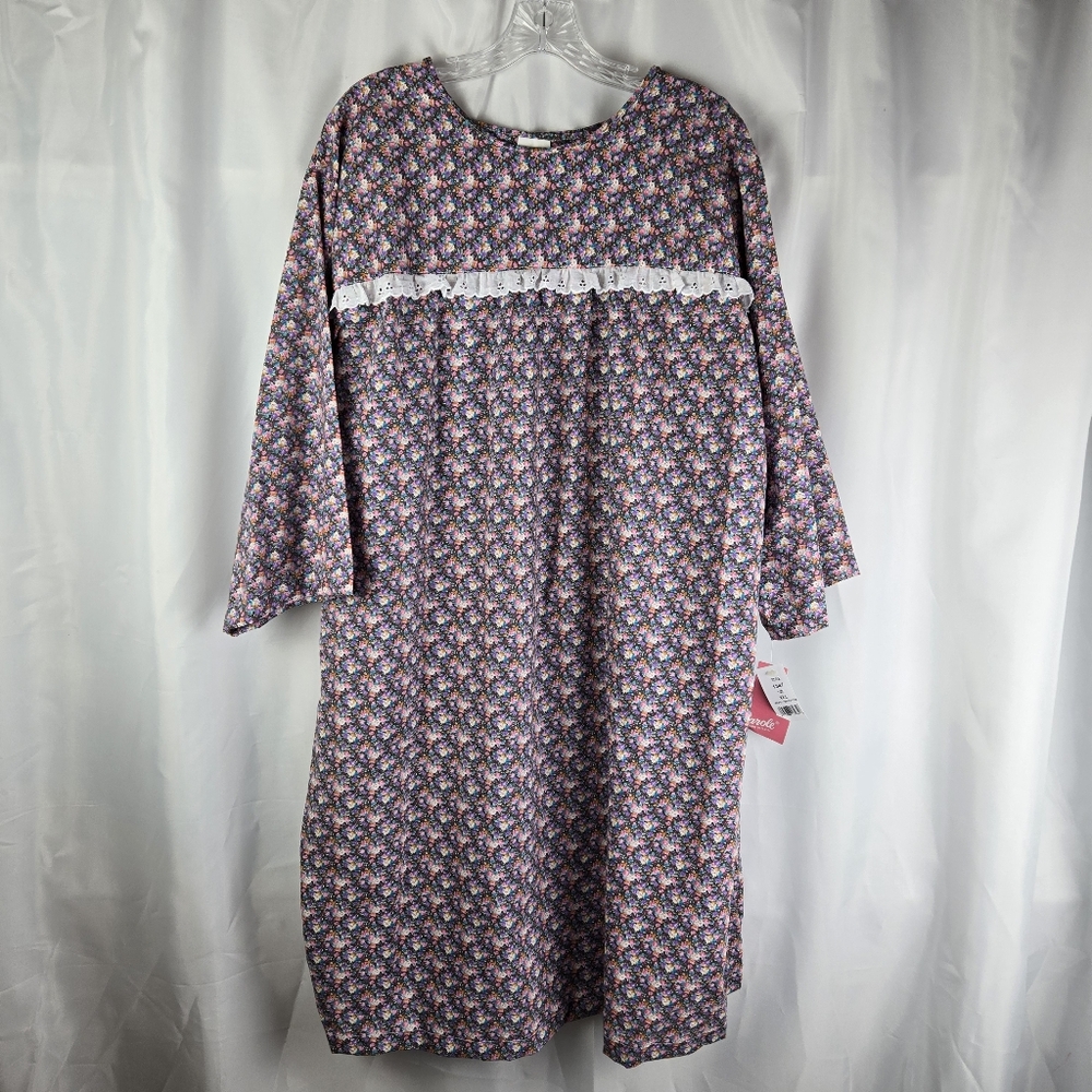 NEW Vintage Carole Floral Open Back Adaptive Hospital Night Gown MuMu Plus XXL